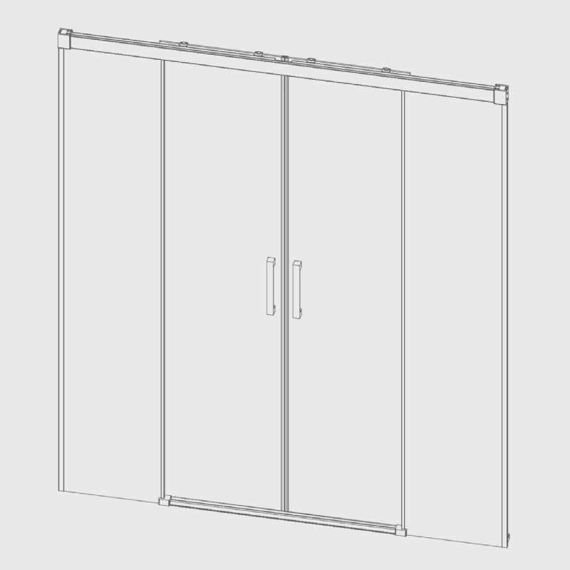 Paroi de douche 2 verres fixes + 2 portes coulissantes GLASÉ profil noir mat