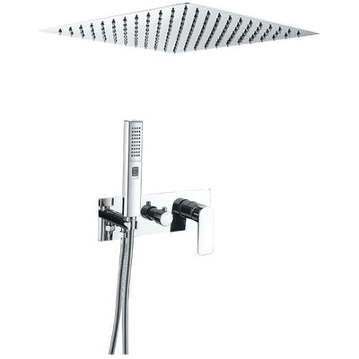 Kit de douche design à encastrer au plafond chrome