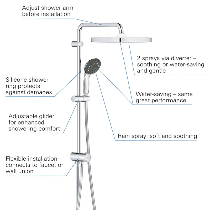 GROHE Vitalio Start System 250 Cube Flex, Système de douche avec inverseur