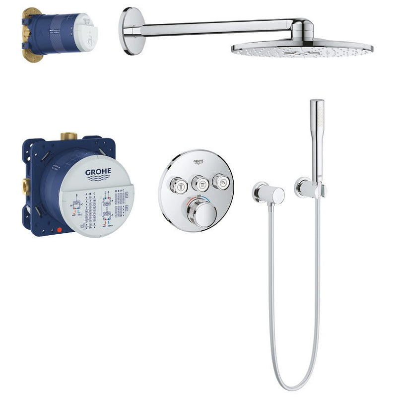 GROHE Grohtherm SmartControl, Système de douche thermostatique à encastrer avec Rainshower 310 SmartActive, rond