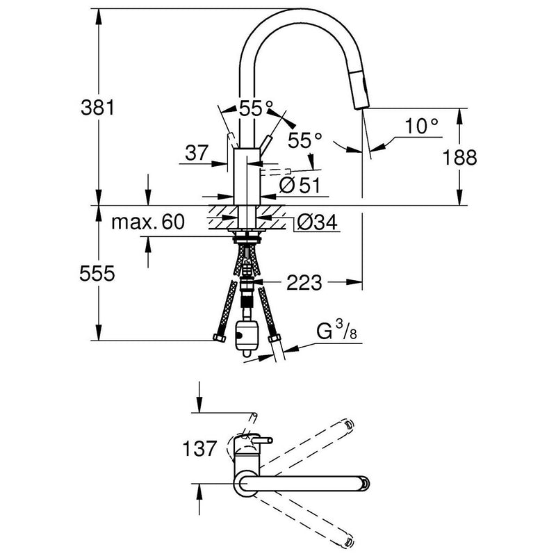 GROHE Concetto Mitigeur monocommande pour évier