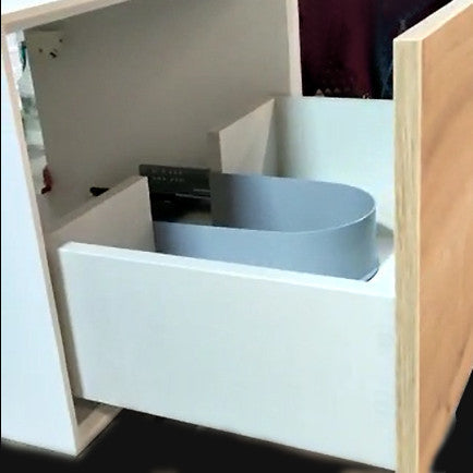 Meuble salle de bain pour vasque à poser PALIO largeur 60 cm, blanc mat / chêne clair texturé
