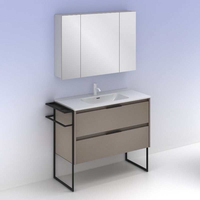 Meuble salle de bain KEIKO 100 cm. Fumé sablé