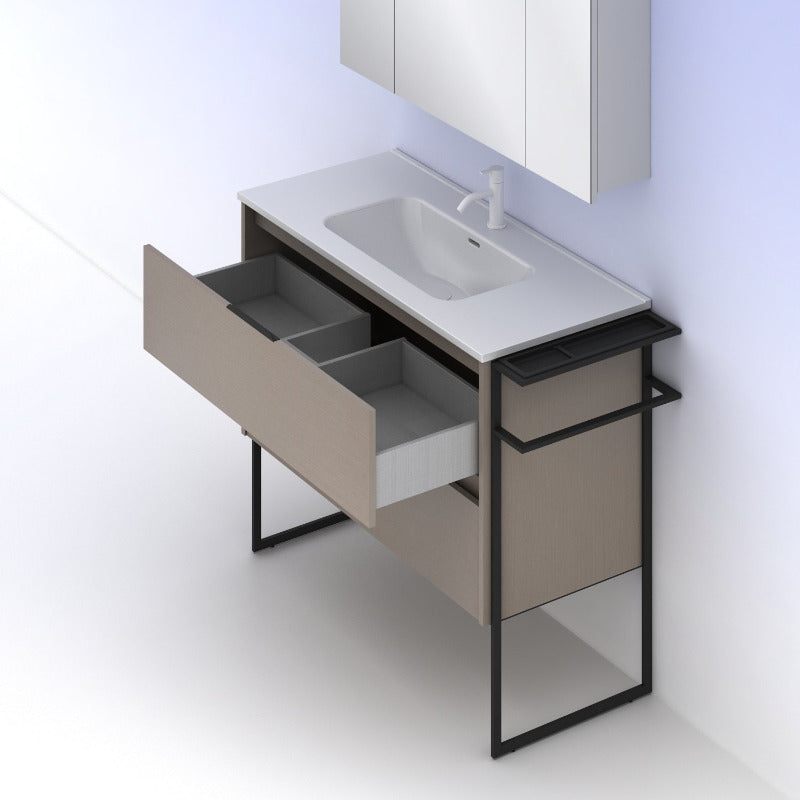 Meuble salle de bain KEIKO 100 cm. Fumé sablé
