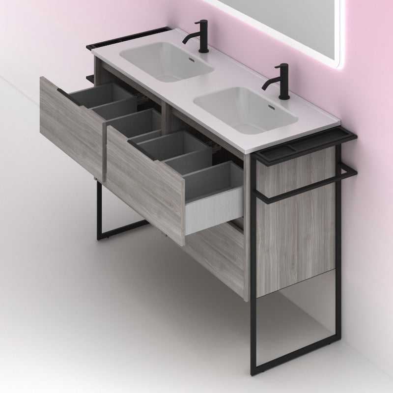 Meuble salle de bain double vasque KEIKO 120 cm. Gris sablé