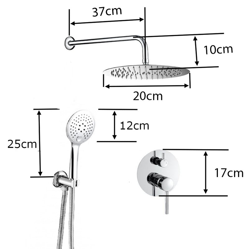 dimensions Kit de douche à encastrer LENA noir mat