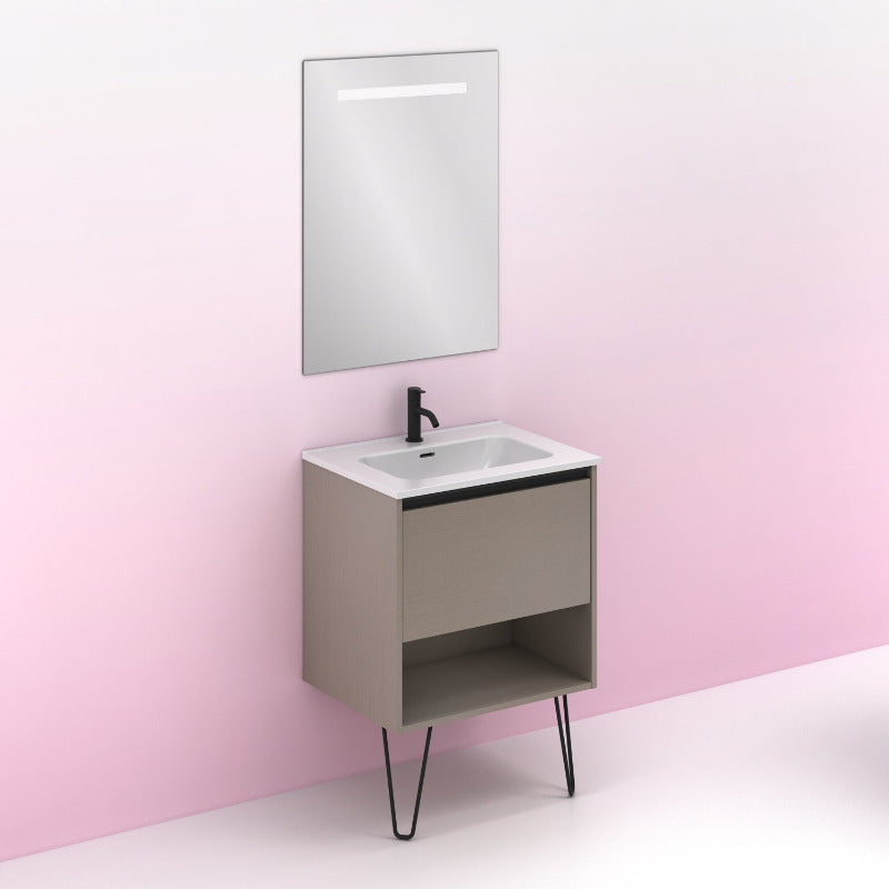 Meuble salle de bainYoko 60 cm. Fumé sablé